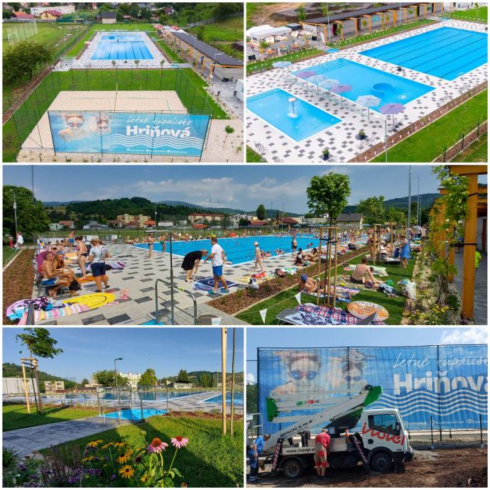Koláž s tématikou novovybudovaného hriňovského kúpaliska